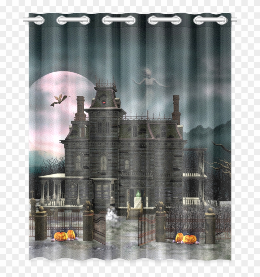 A Creepy Darkness Halloween Haunted House New Window - Curtain Clipart #3683563