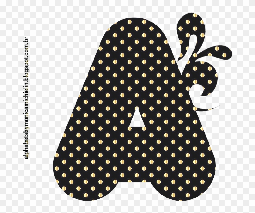 Alfabeto Monograma Bolinhas Douradas Com Fundo Preto - Baby Shower Invitation Wording No Clothes Clipart #3683800