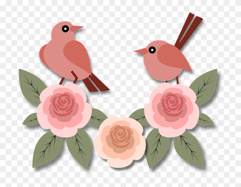 Flores Y Pajaritos Vintage Png - Birds And Flowers Png Clipart
