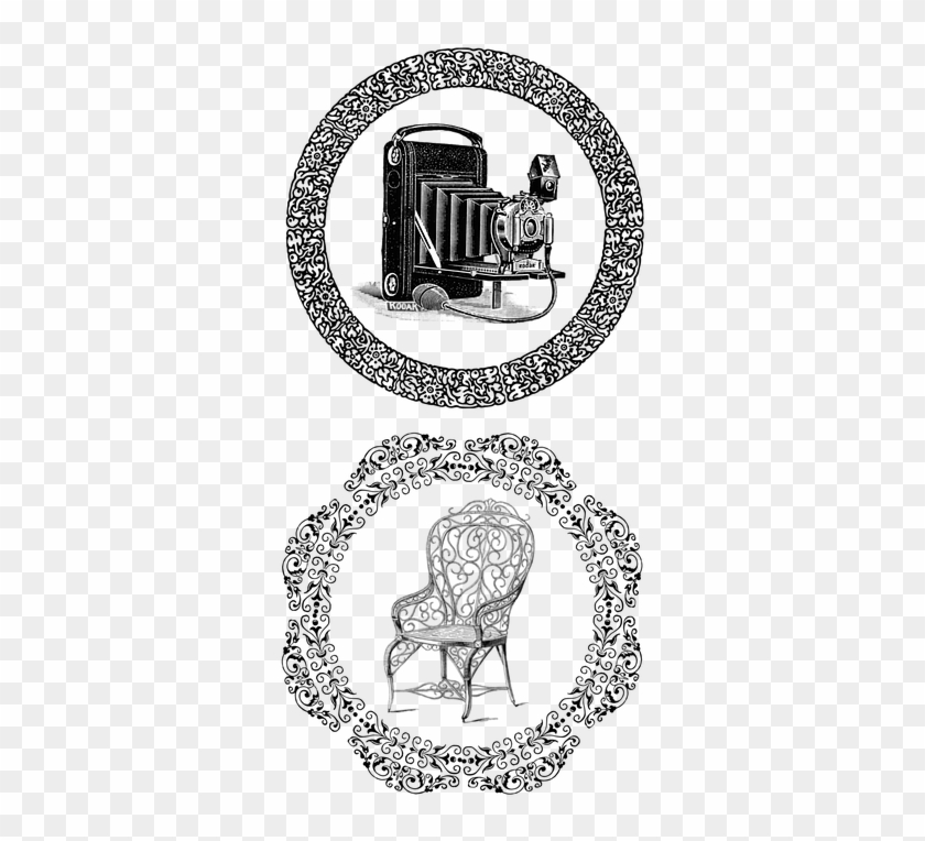 Vintage Art Camera Chair Furniture Frame Elements - Muebles Dibujo Vintage Png Clipart #3684455