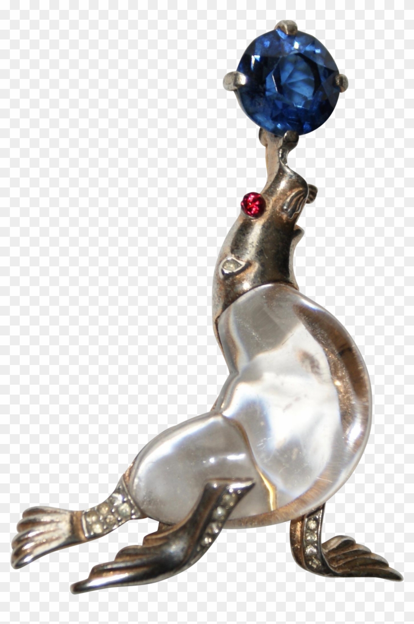 Trifari Sterling Lucite Jelly Belly Seal Sea Lion Pin - Bronze Sculpture Clipart #3687090