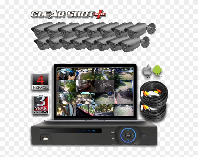 16 Channel Surveillance System 16 Bullet Cameras - 3 Year Warranty Clipart