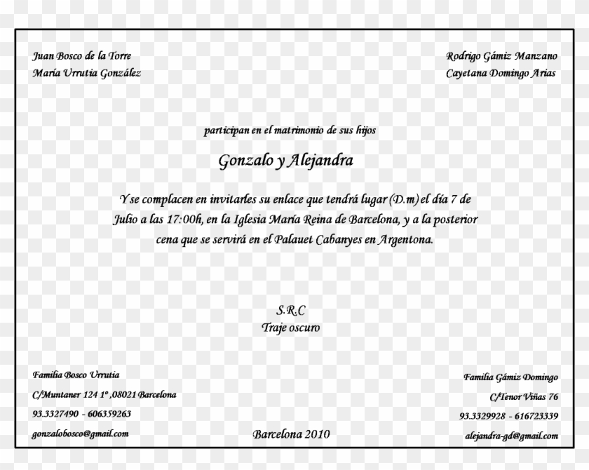 La Clásica Invitación - Texto Invitaciones De Boda Clasicas Clipart #3687957