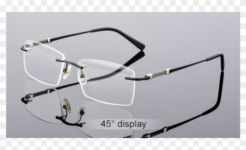 Gray Men's Rimless Glasses Frame - Glasses Clipart