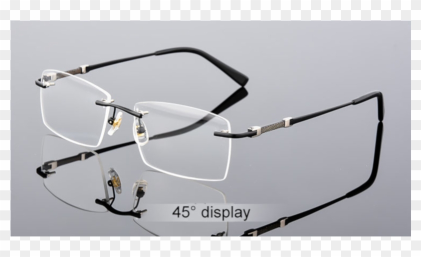 Gray Men's Rimless Glasses Frame - Glasses Clipart #3688929