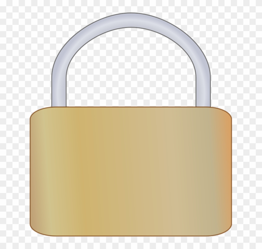 Padlock Closed Gold Lock Security Safe Privacy - Padlock Clip Art - Png Download