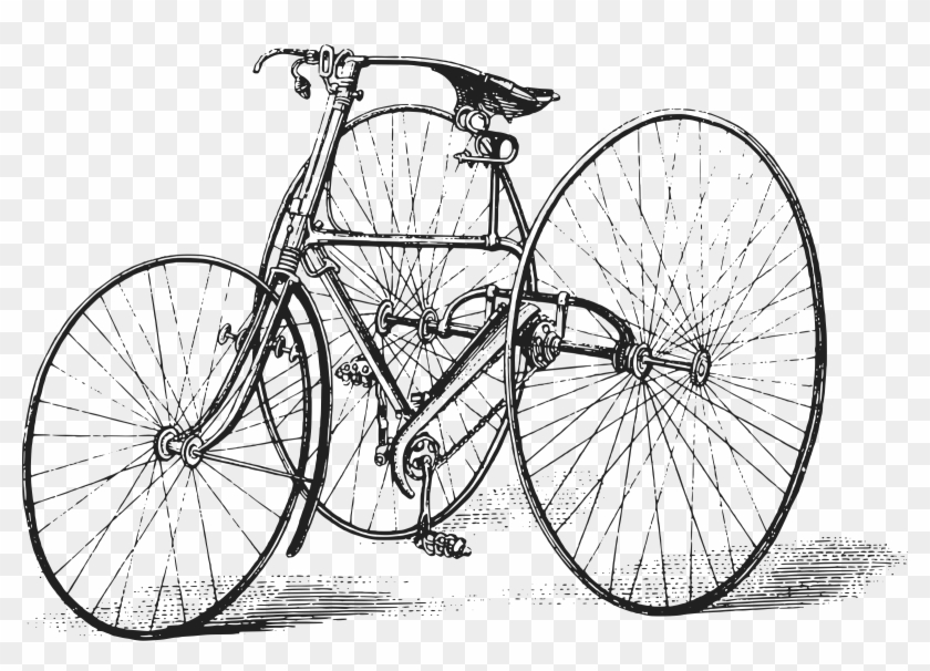 Antique Bw Bicycle - Antique Tricycle Clipart