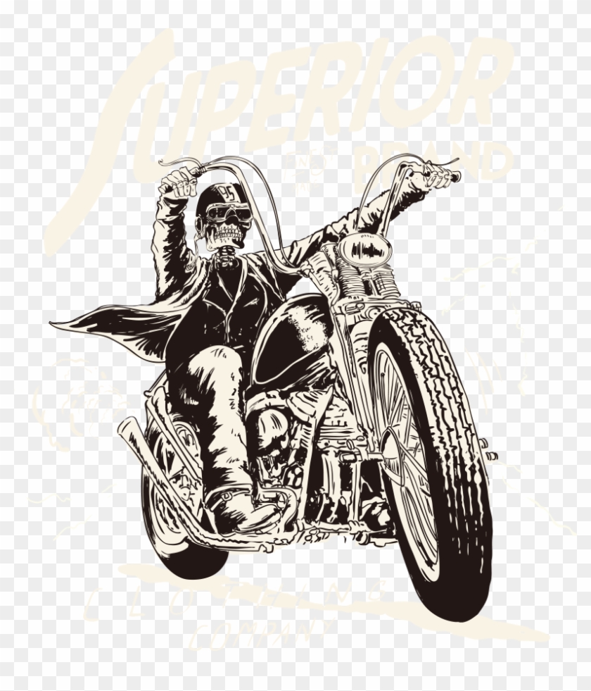 T-shirt Vector Motorcycle Skull Download Hq Png Clipart - Vector Motorcycle Png Transparent Png