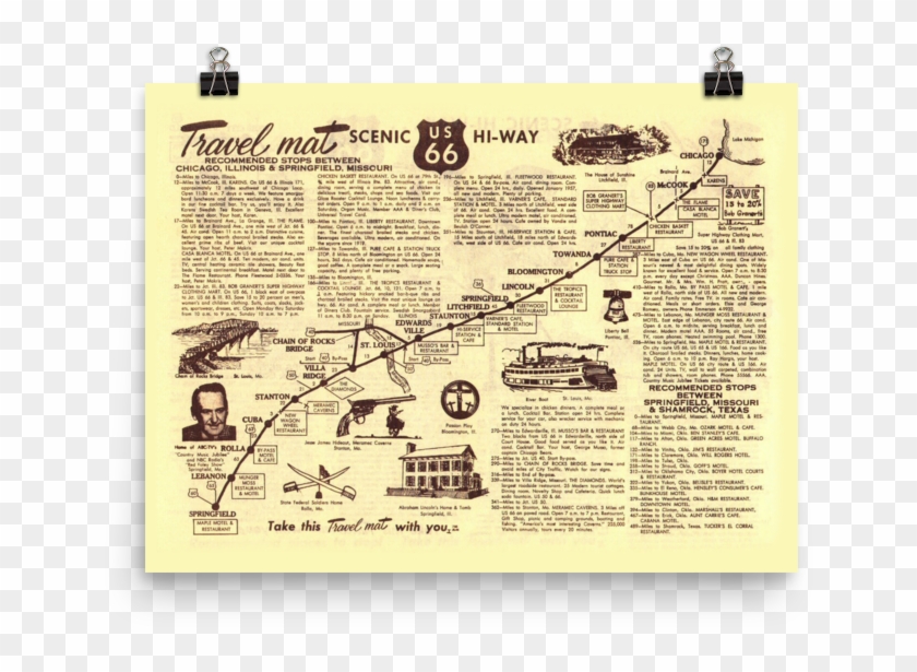 Route 66 Chicago, Il To Springfield, Mo Map - Route 66 Map Clipart #3693369