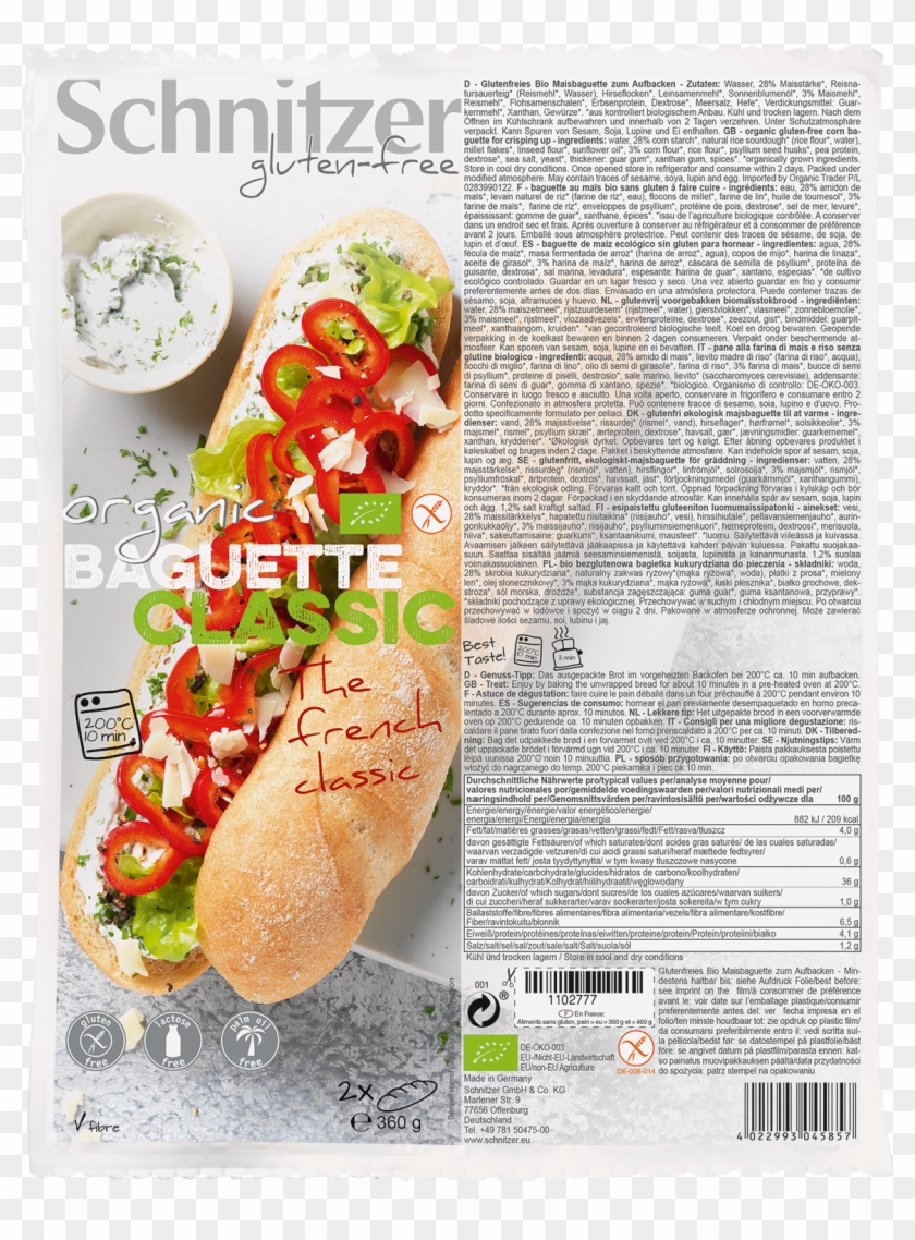 Organic Baguette Classic - Schnitzer Gluten Free Clipart #3694689