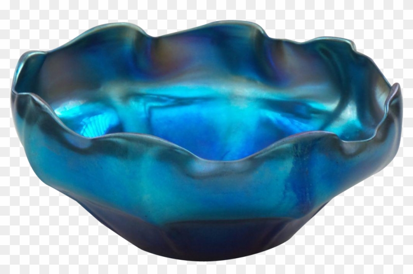 L C Tiffany Favrile Blue Iridescent Art Glass Scalloped - Ceramic Clipart