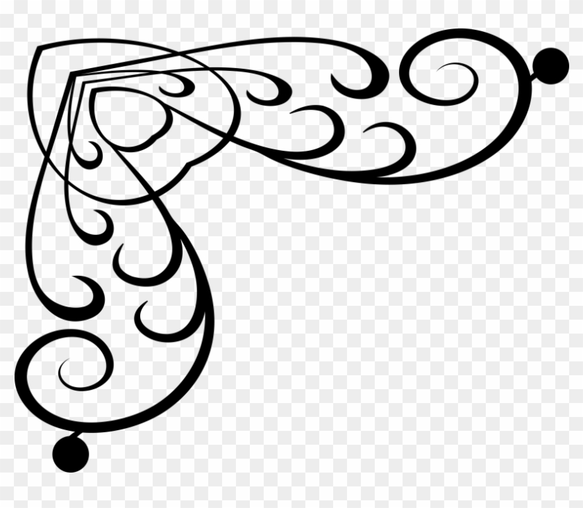 Ornamental Vintage Corner - Line Art Clipart #3695082