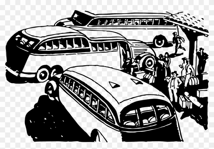 Vintage Travel Busses - Buses Cliparts Black And White - Png Download #3695127