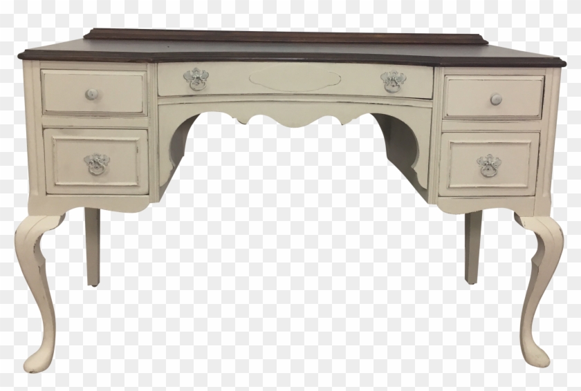 Vintage Chalk Painted Neutral Stained Top Desk/vanity - Sofa Tables Clipart #3696157