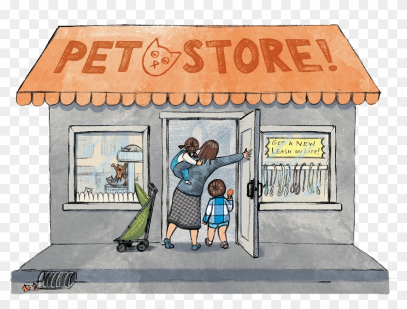 Graphic Black And White Library Pet Shop Great Dane - Drawing Of A Pet Shop Clipart
