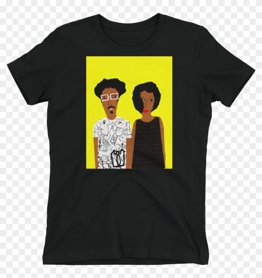 Graffiti Man Black Dress Women With Yellow Background - T-shirt Clipart #3697461