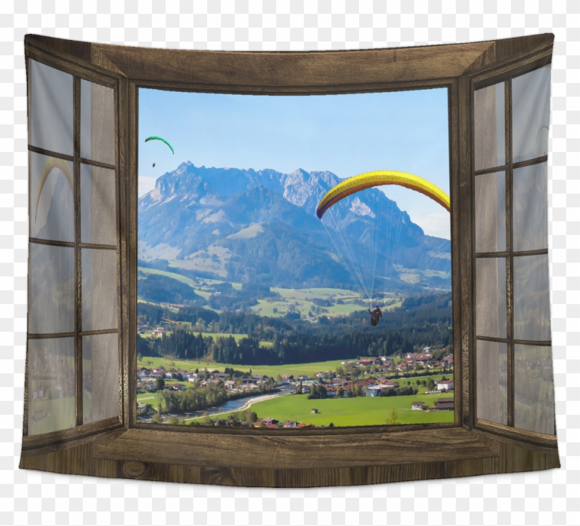 Paragliding Window Tapestry - Вид Из Окна На Горы Clipart #3698062