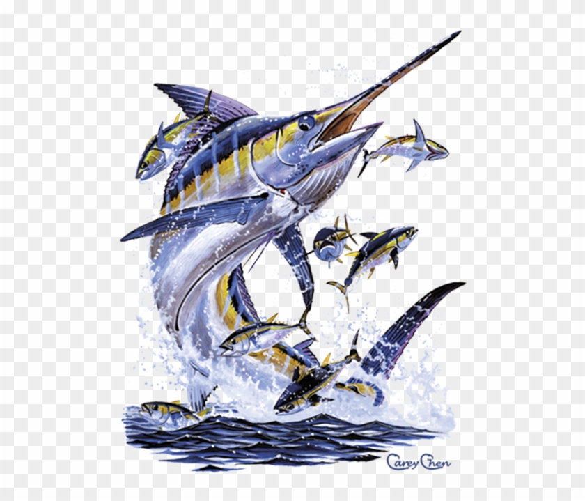 Blue Marlin & Tunas Jumping - Blue Marlin Clipart #3699881