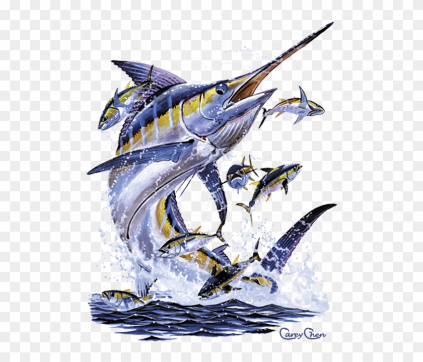 Blue Marlin & Tunas Jumping - Blue Marlin Clipart