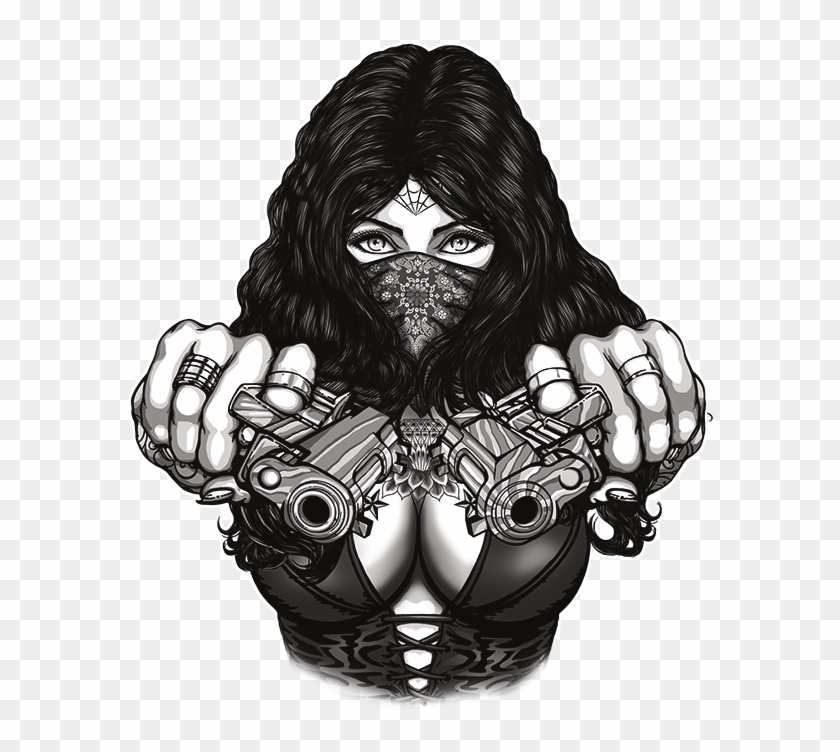 Gangster Girl With Gun Drawing Clipart