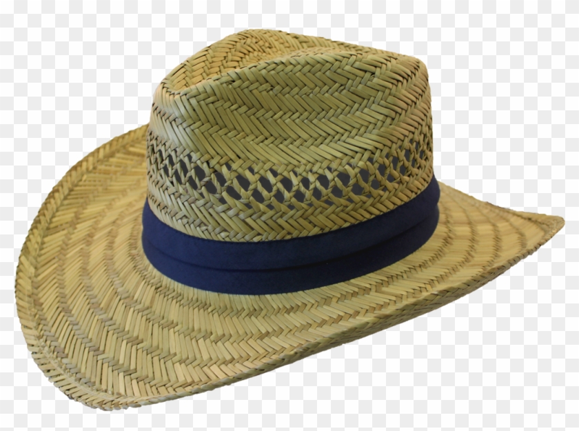 Straw Hat With Navy Band - Cowboy Hat Clipart