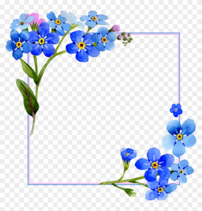 Flower Watercolor Blue Frame Pictureframe Acuarela Clipart #374774