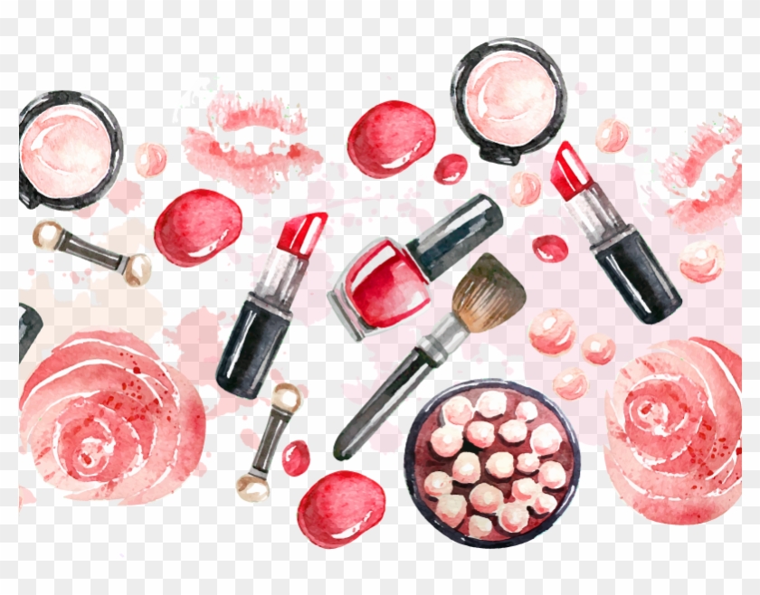 Clipart Library Stock Balm Cosmetics Lipstick Parlour - Makeup Vector Background - Png Download #375364