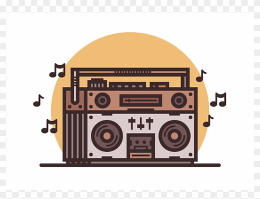 Clip Transparent Boombox Transparent Vector - Boombox Radio Vintage Minimalista Png #376321