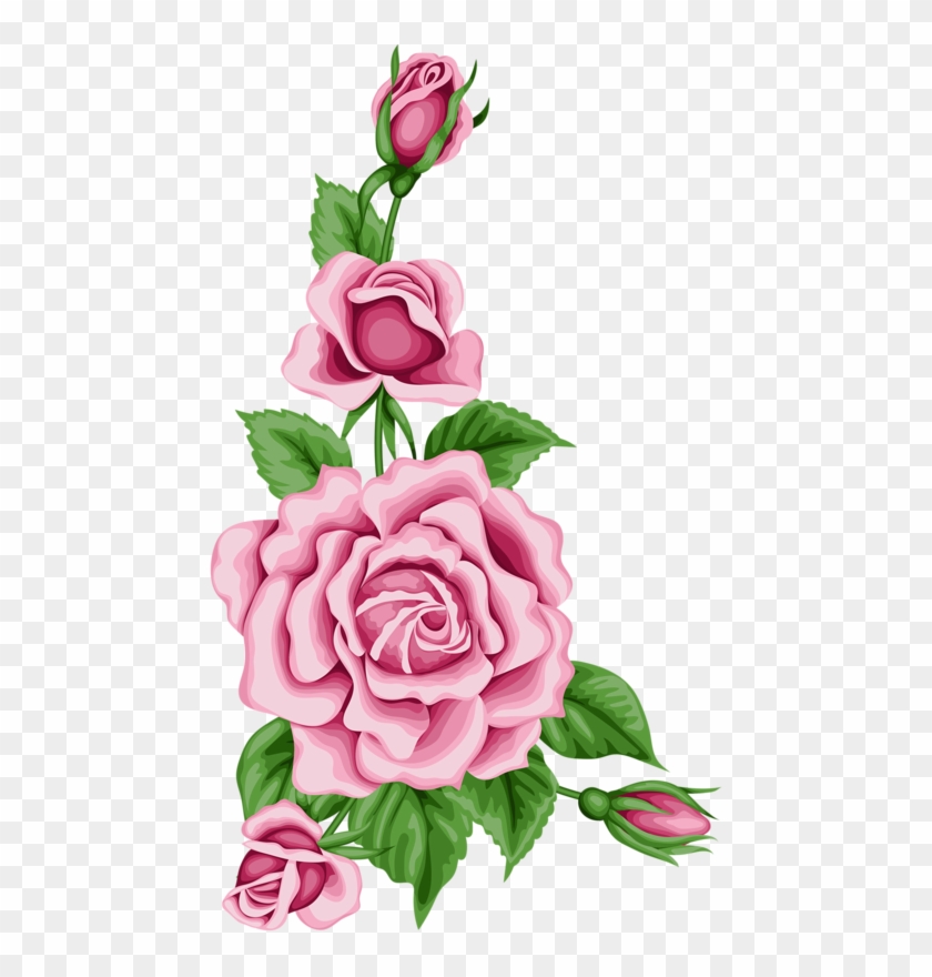 Vintage Flower Card With Colorful Roses - Rose Flowers Png Clip Art Transparent Png