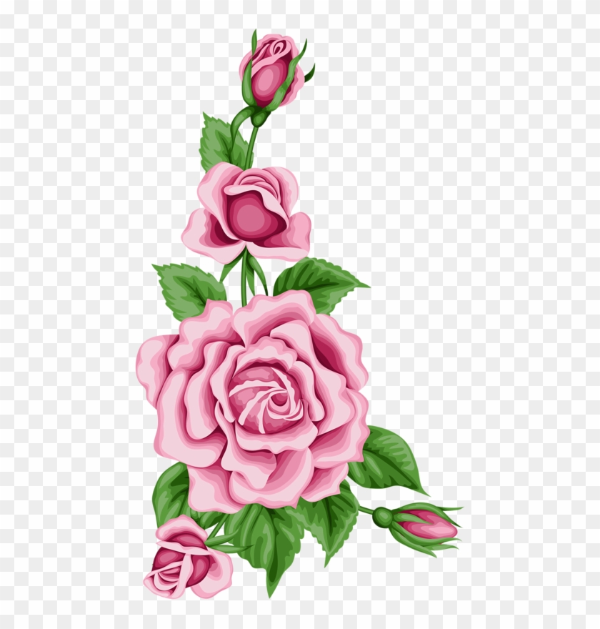 Vintage Flower Card With Colorful Roses - Rose Flowers Png Clip Art Transparent Png #377055