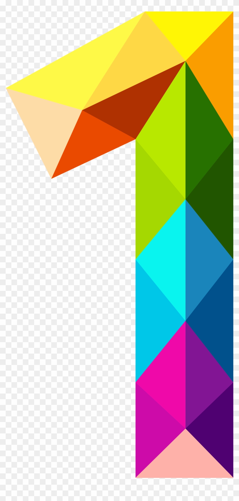 Colourful Triangles Number One Png Clipart Image - Colourful Triangles Number One Png Transparent Png
