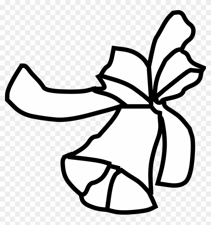 Black White Ribbon - Christmas Bell Outline Clipart #377754