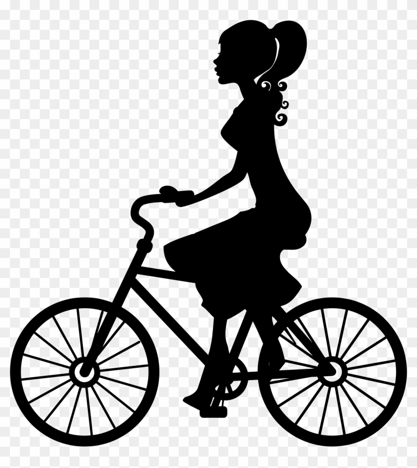 Girl On Bike Silhouette Icons Png Free - Woman On Bike Silhouette Clipart