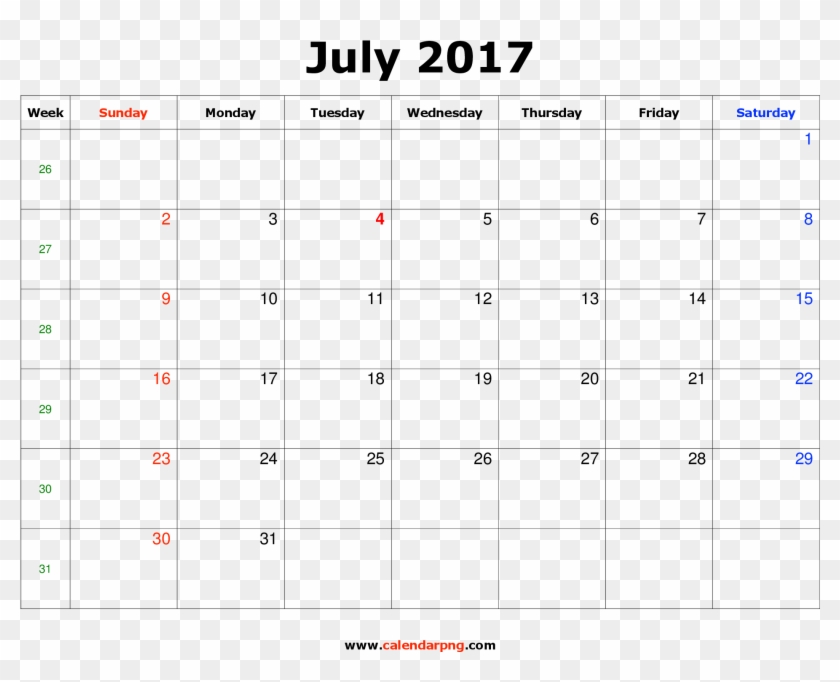 July 2017 Calendar Landscape - June 2018 Calendar Png Clipart #379179