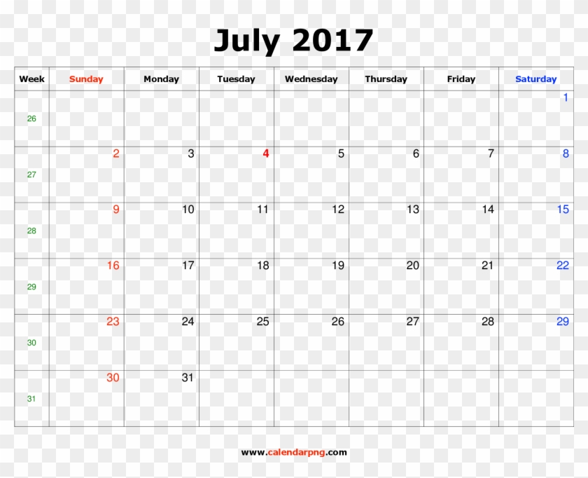 July 2017 Calendar Landscape - June 2018 Calendar Png Clipart