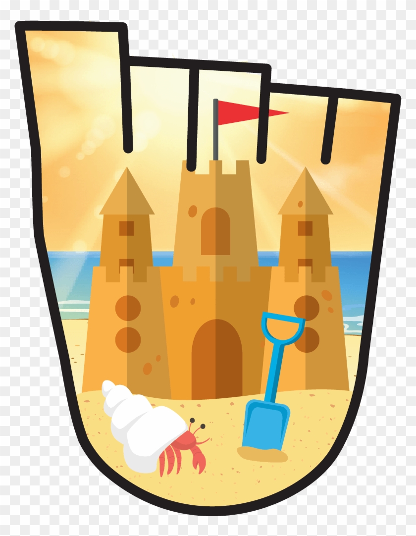 July 2019 Wow Badge Sandcastles Clipart