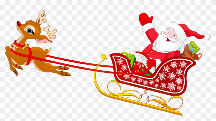 Cartoon Santa Sleigh Santa Sleigh Clipart Png Download 379622 Pikpng