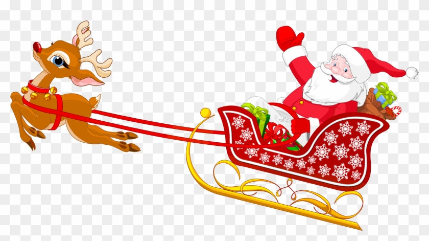 Cartoon Santa Sleigh - Santa Sleigh Clipart - Png Download