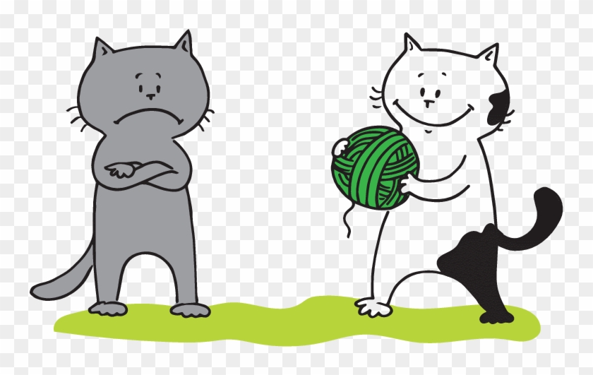 A Cat Gives Mina A Yarn - Cartoon Clipart