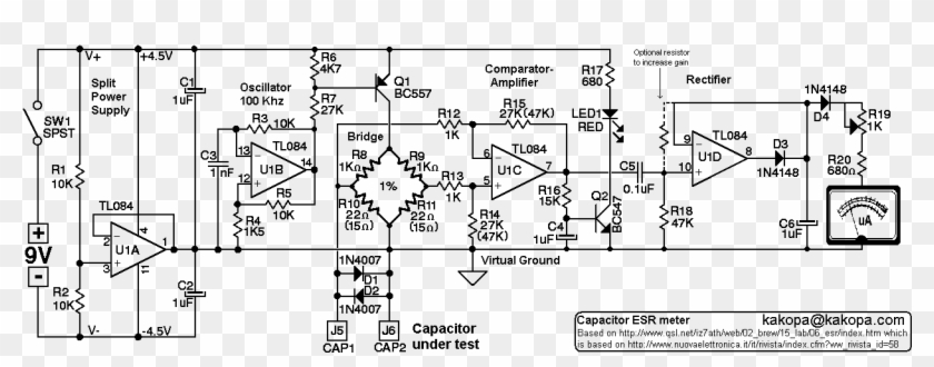 Esr Schematic Diagram - Medidor De Esr Esquema Clipart