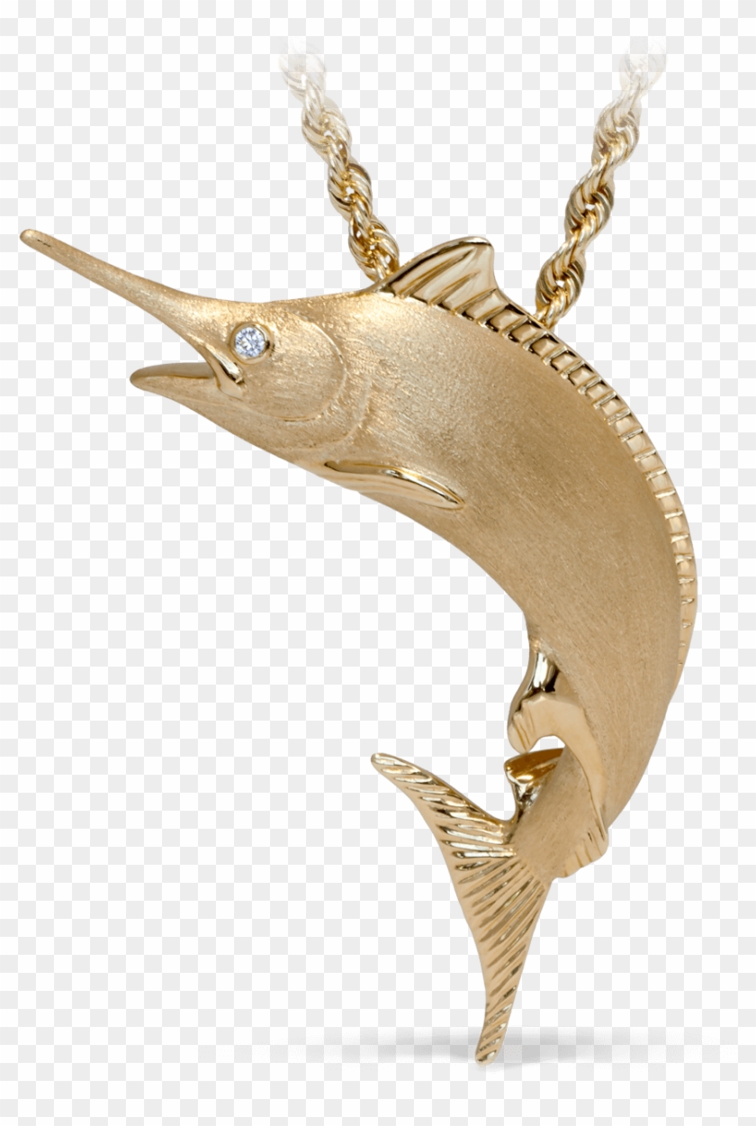 Yellow Gold Marlin Diamond Fish Necklace - Pendant Clipart