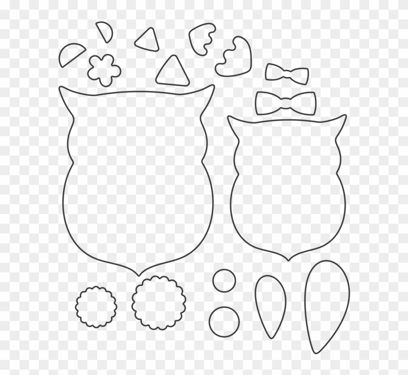 Mama & Baby Owl Die Outline - Drawing Clipart