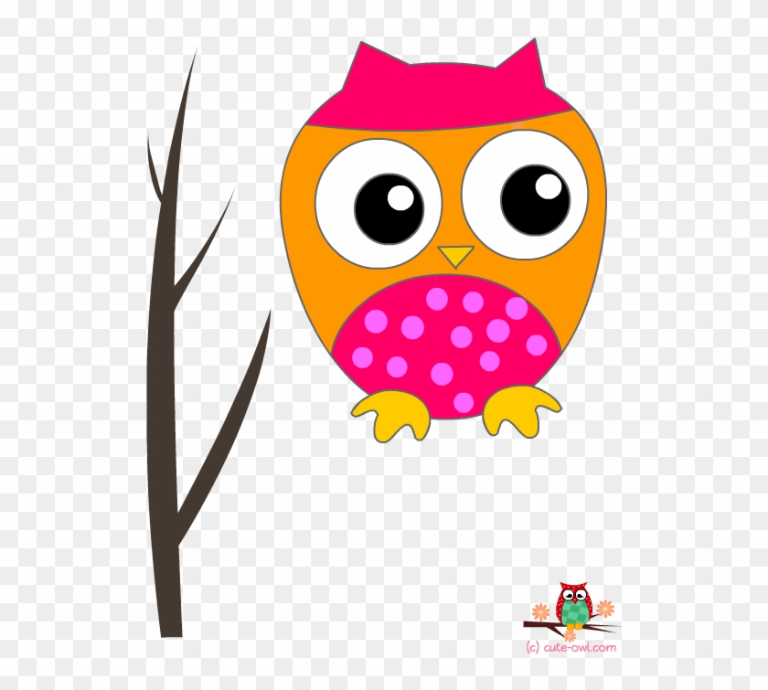 Pink Owl On A Branch Wall Sticker - Cute Valentines Day Free Clip Art - Png Download