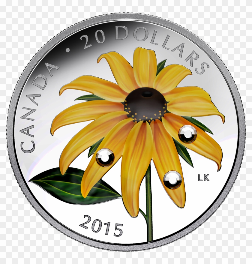 Canada 2015 Black-eyed Susan With Swarovski Proof Silver - Flower Coin Canada Clipart