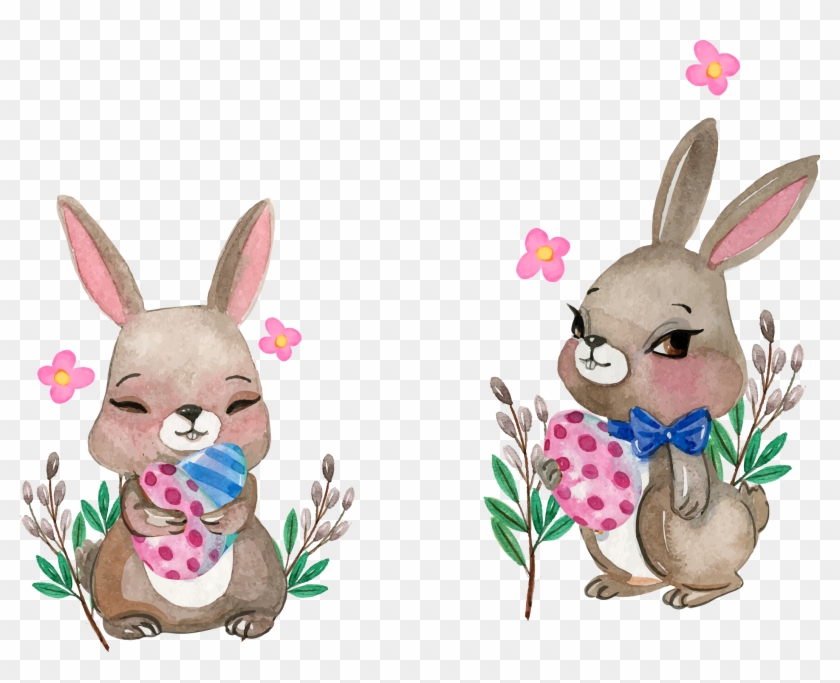 Rabbit Painting Illustration Vector Hand Painted - Drawing Easter Bunny Clipart #3701543