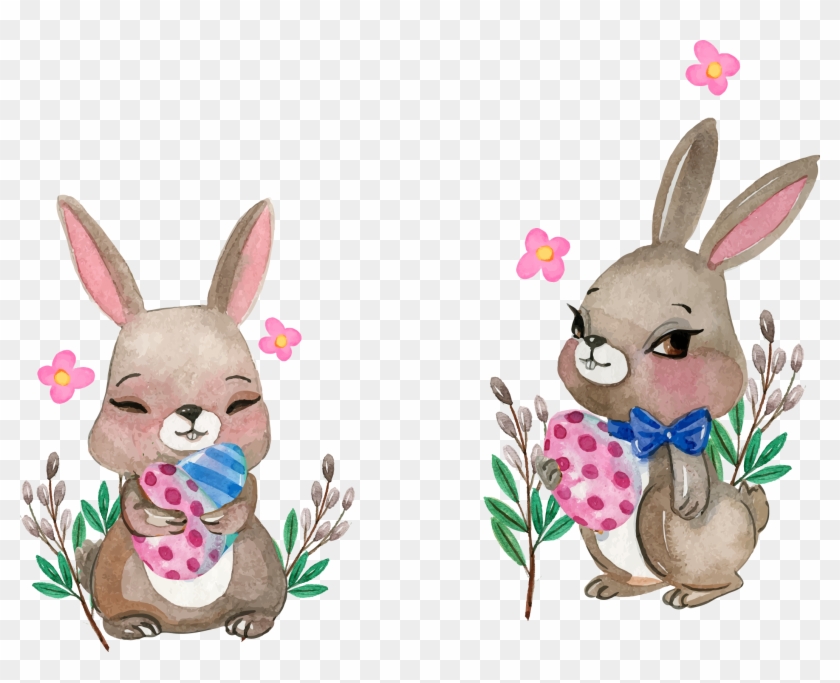 Rabbit Painting Illustration Vector Hand Painted - Drawing Easter Bunny Clipart