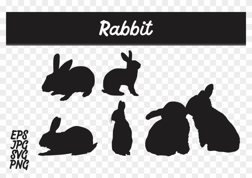Rabbit Silhouette Set Svg Vector Image Bundle Graphic - Easter Egg Vector Svg Clipart #3701738