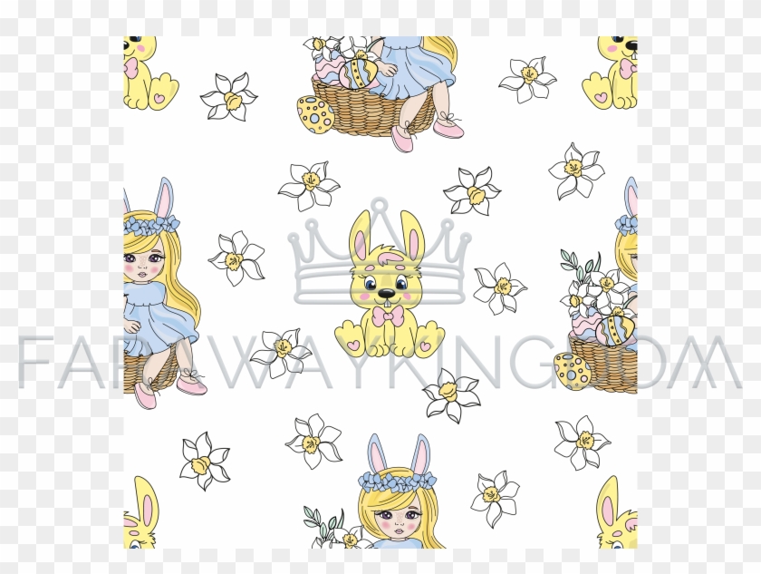Easter Rabbit Spring Vector Illustration Seamless Pattern - Cartoon Clipart