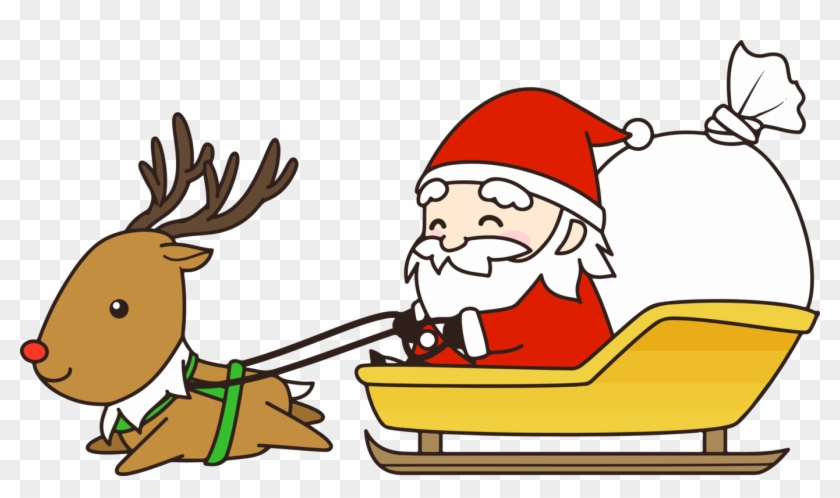 Santa Claus Reindeer Christmas Day Sled Copyright-free - ソリ を 引く トナカイ イラスト Clipart #3702386