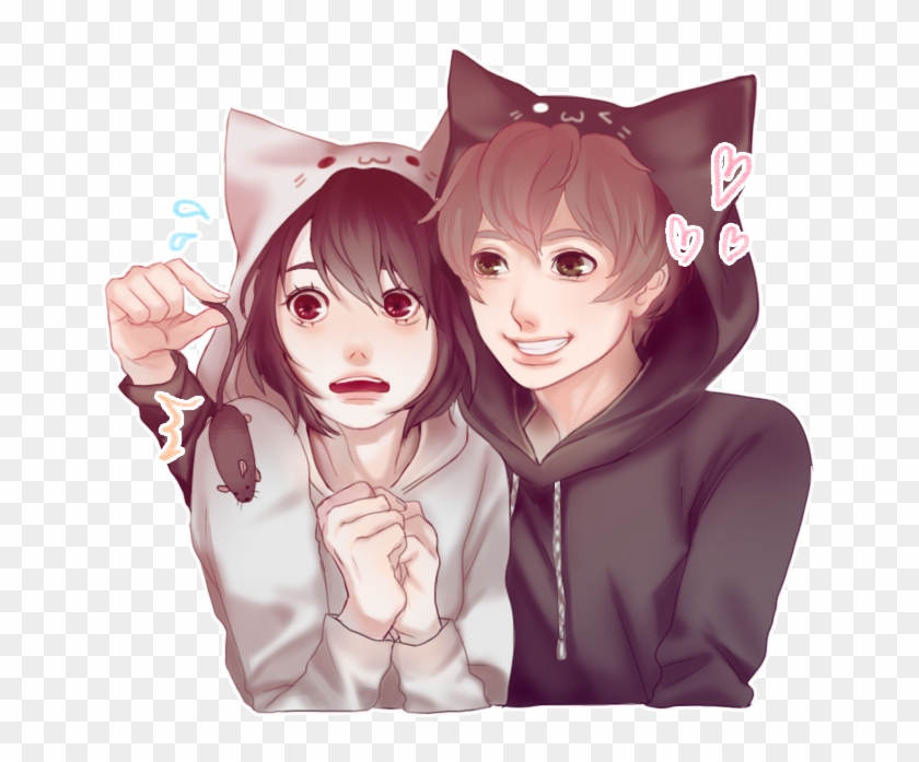 Image - Anime Girl With Cat Hoodie Clipart